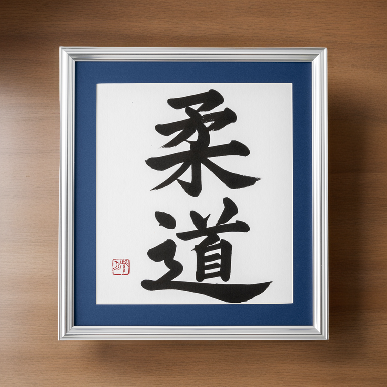 Spirit of "Judo" -  Silver Frame with Blue Mat (Free Shipping)