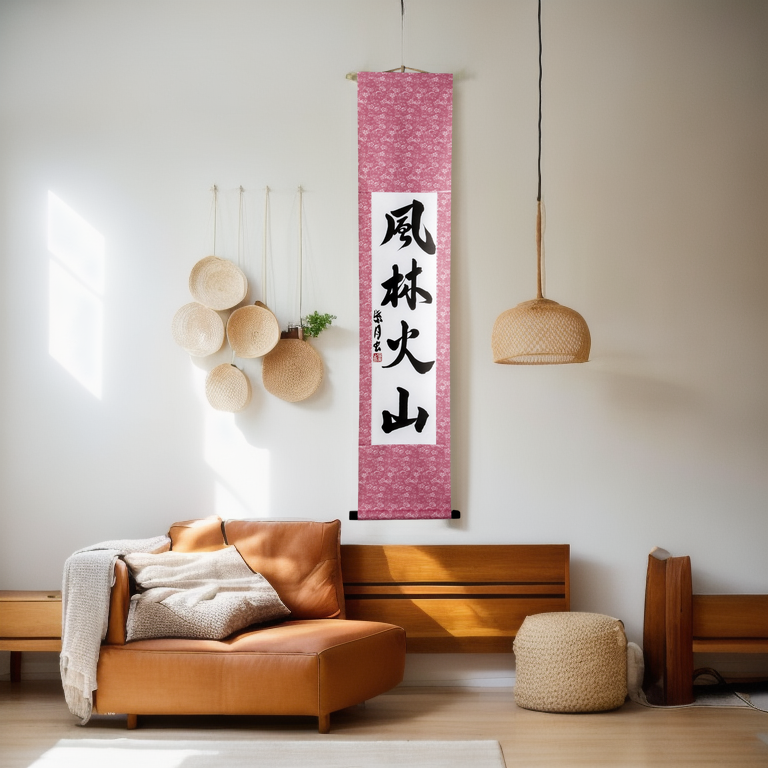 Furin Kazan, Scroll Hanging - illustration de calligraphie japonaise artisanale (livraison gratuite)