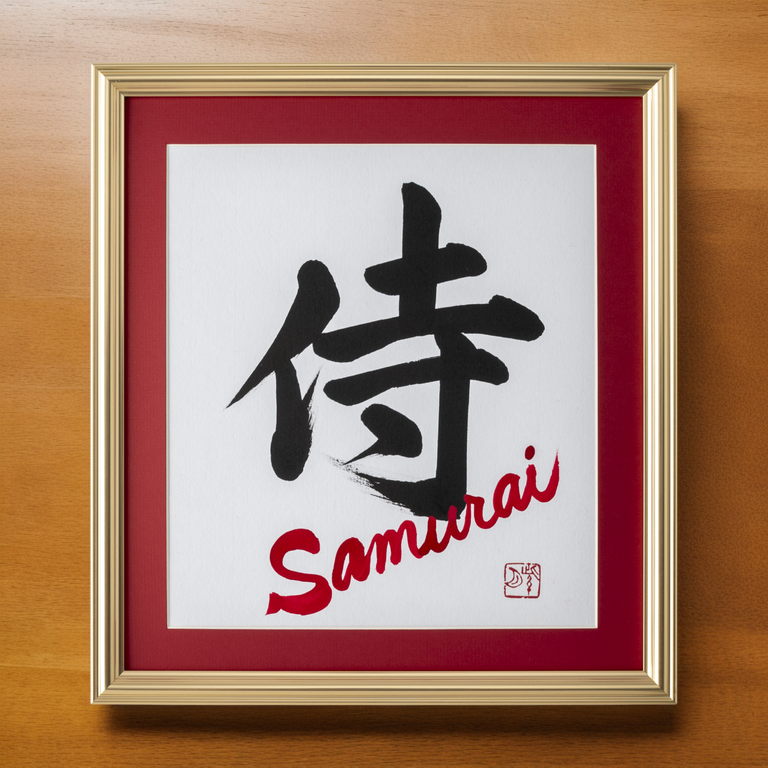 Samurai - Gold Frame with Red Mat (Free Shipping)