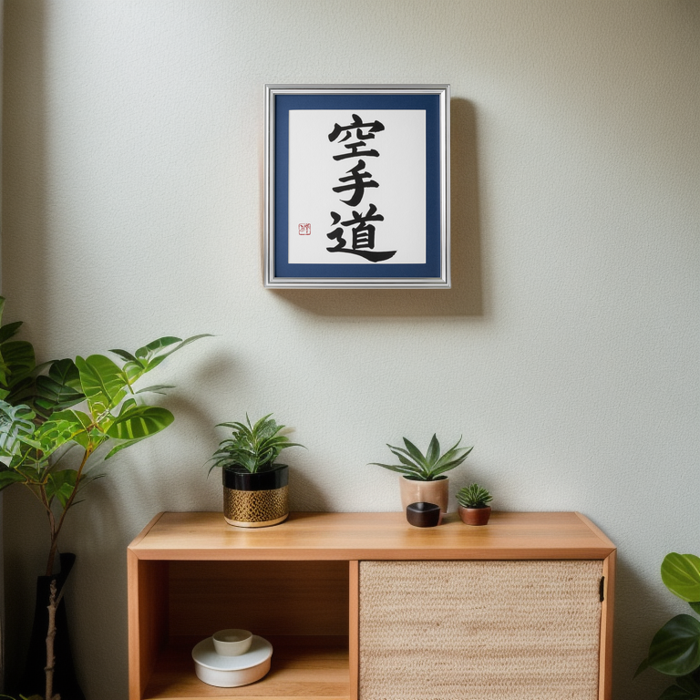 Spirit of "Karate-do" - Silver Frame with Blue Mat (Free Shipping)