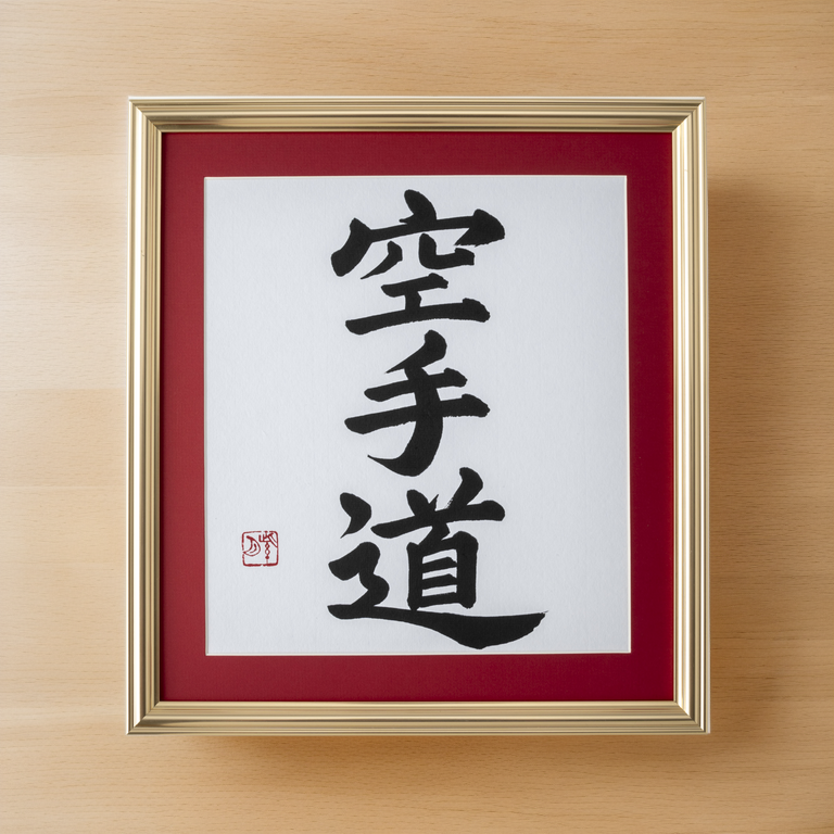 Spirit of "Karate-do" - Gold Frame with Red Mat (Free Shipping)