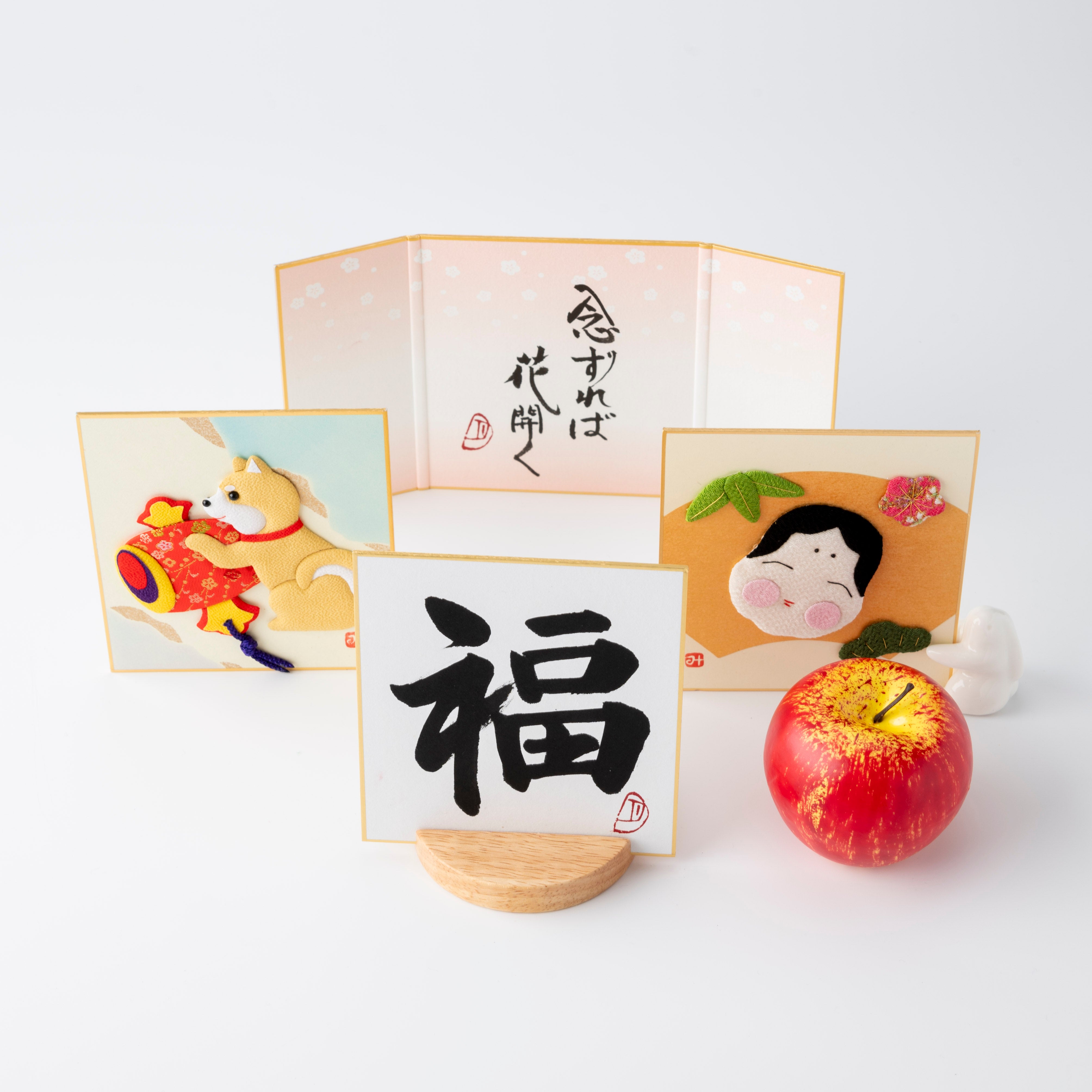 Produit groupé: "Good Fortune" sur le thème - Shodo et œuvres d'art en tissu surélevées, Design 2