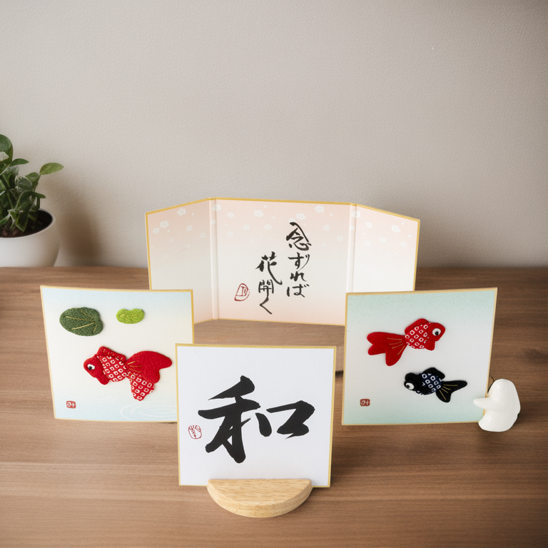 Produit groupé: thème "Amicable" - illustration de tissu Shodo et surélevé, Design 2