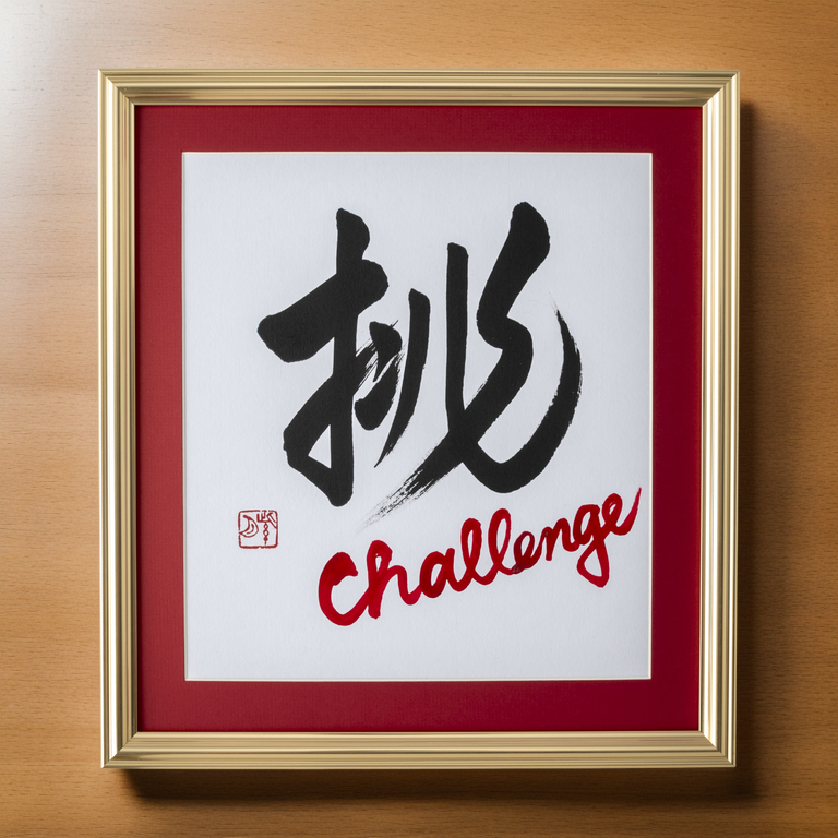 Idomu "Challenge" en japonais - cadre en or avec tapis rouge (livraison gratuite)