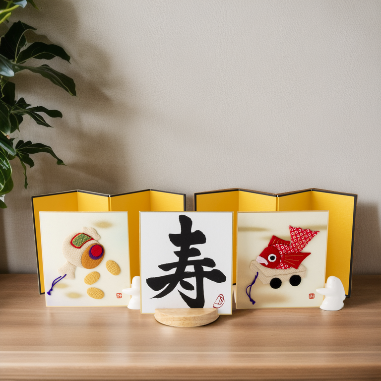 Produit groupé: "Célébration" sur le thème - illustrations de tissu Shodo et surélevées, Design 1