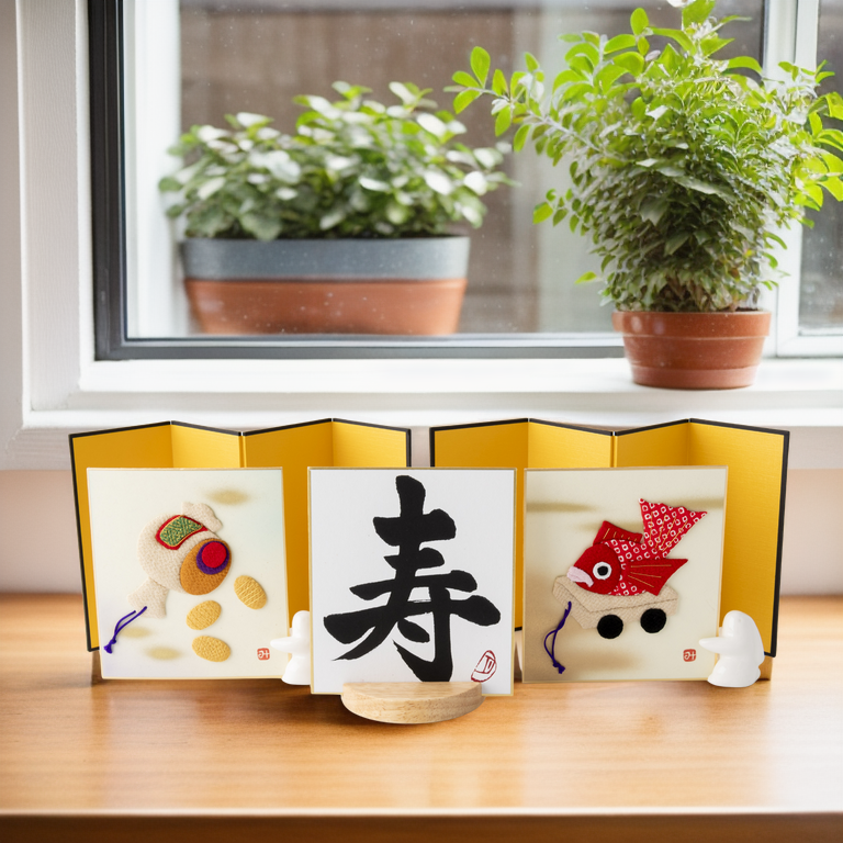 Produit groupé: "Célébration" sur le thème - illustrations de tissu Shodo et surélevées, Design 1